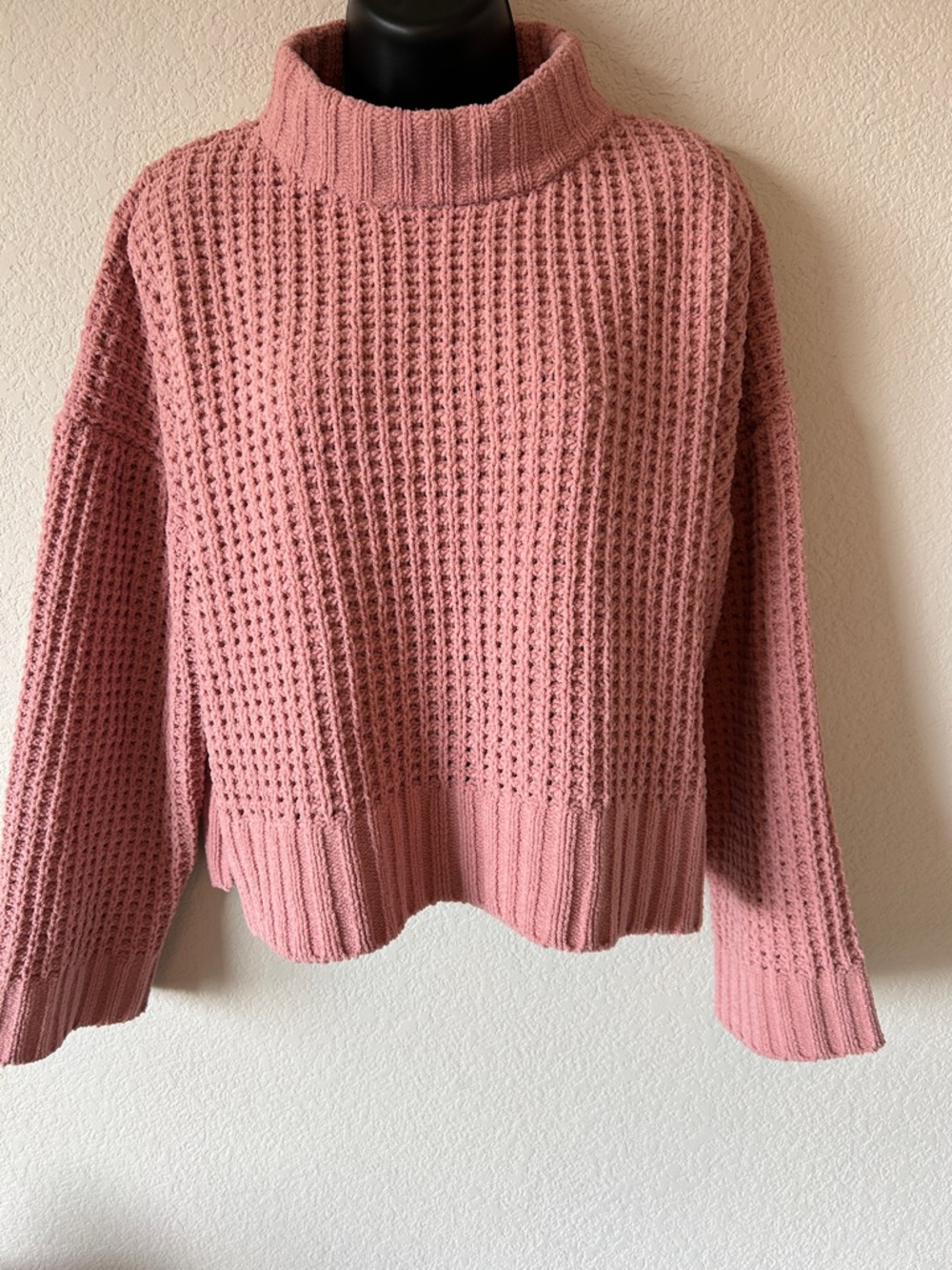 Altar’d State Pink Waffle-Knit Sweater